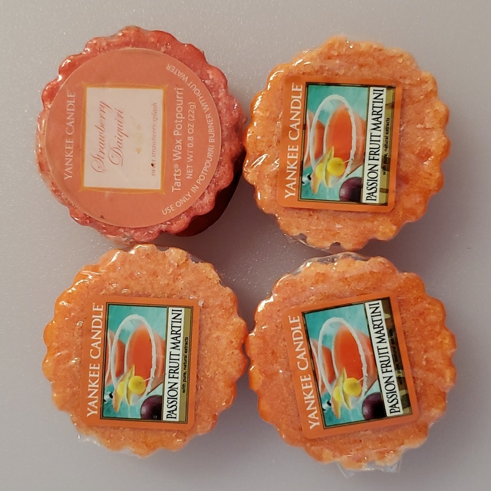 Lot of 4  Yankee Candle wax tarts 3 Passion Fruit Martini 1 Strawberry Daiquiri